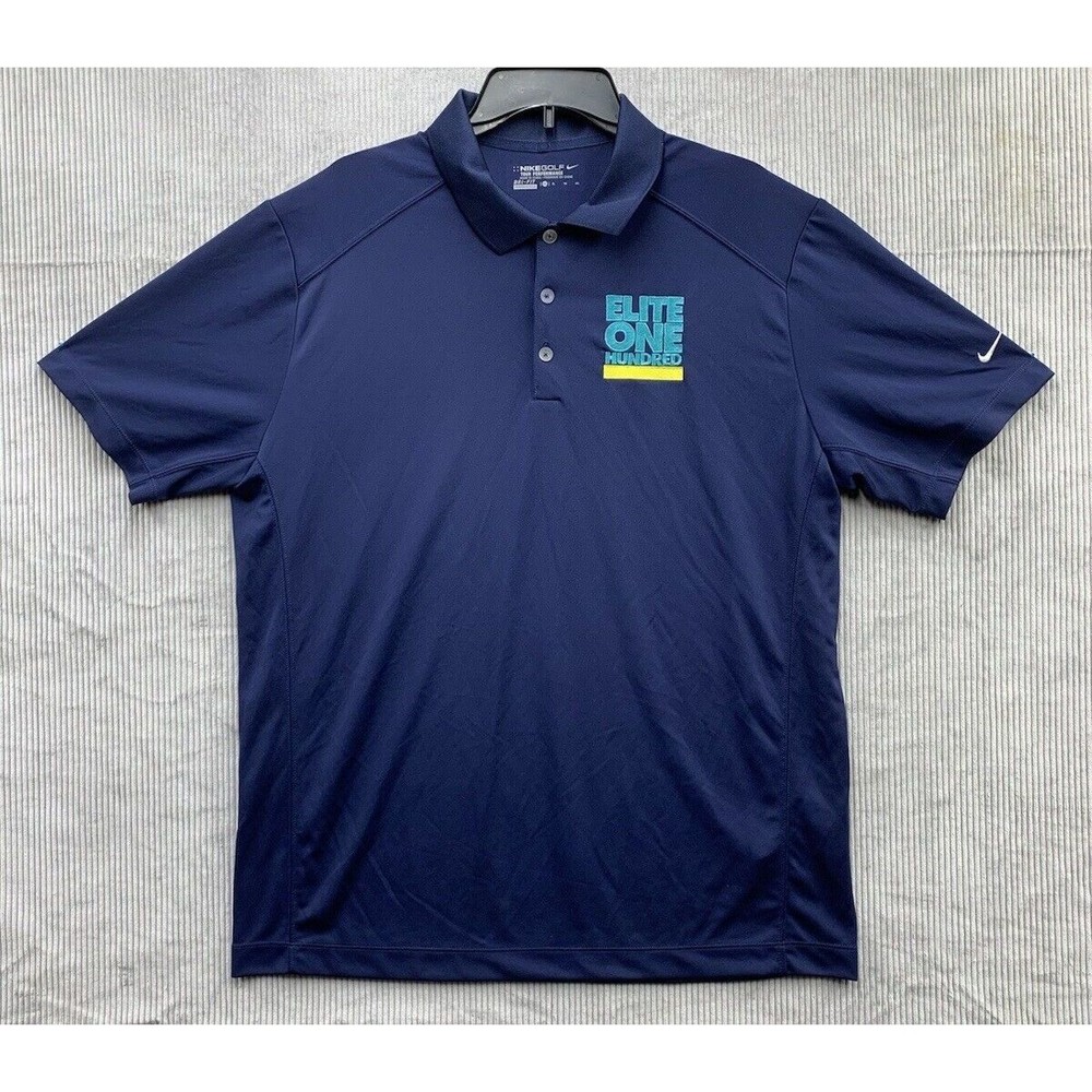 Nike Golf Polo Shirt 1/4 Button Blue Elite One Hundred Dri Fit Tour Performance